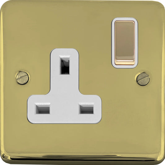 Contour Polished Brass 1 Gang Switched Socket