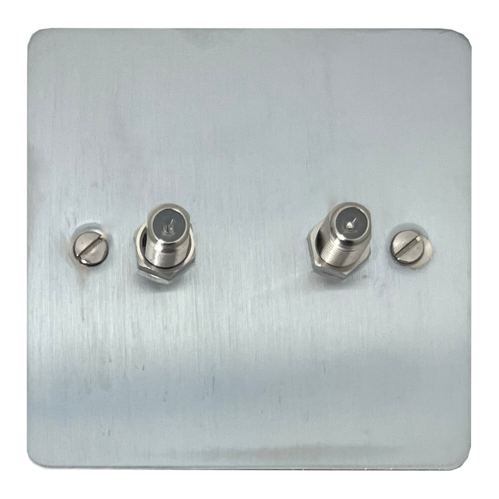 Flat Satin Chrome 2 Gang Sat Point