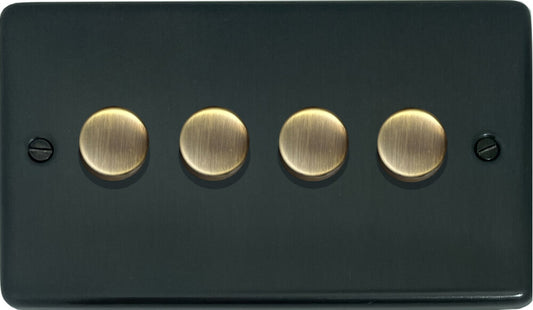 Contour Black Bronze 4 Gang LED Dimmer  (Antique Brass Cap)