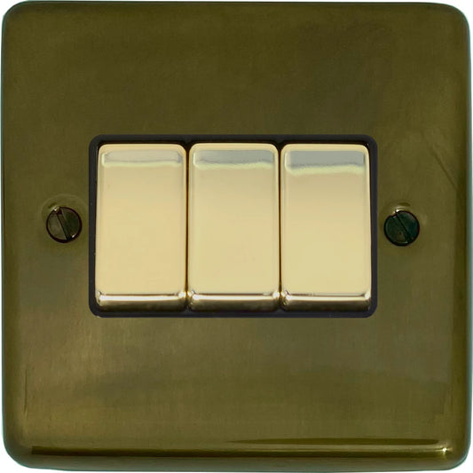 Contour Medium Bronze 3 Gang Switch