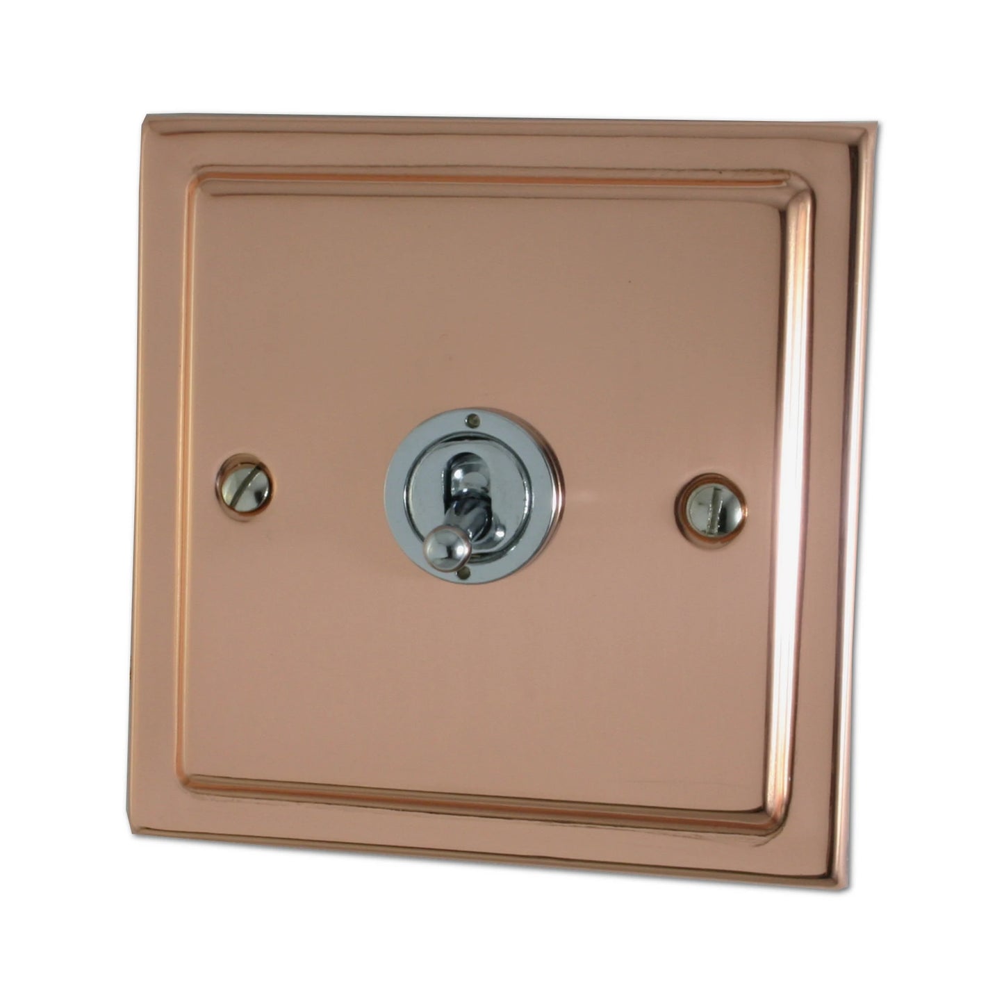 Victorian Polished Copper 1 Gang Grid Toggle Plate (Plate Only)