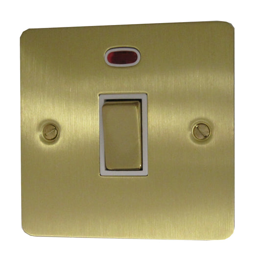 Flat Satin Brass 20A DP Switch & Neon
