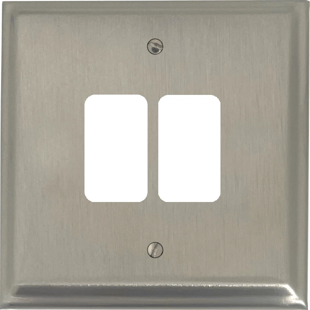 Deco Satin Nickel 2 Gang Grid Plate