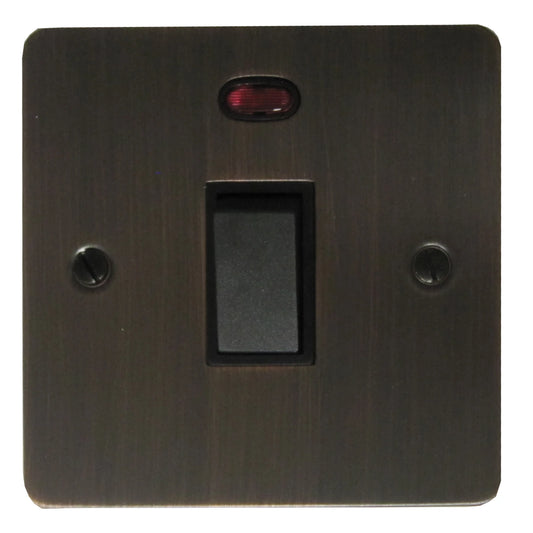 Flat Antique Copper 20 Amp Dp Switch & Neon
