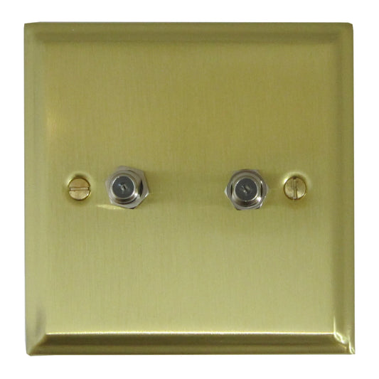 Deco Satin Brass 2 Gang Satellite Point