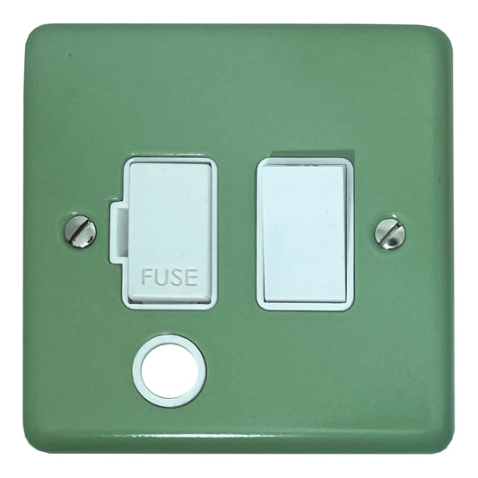 Classic Sage Green Switched Fuse Spur with Flex Outlet (White Switch)