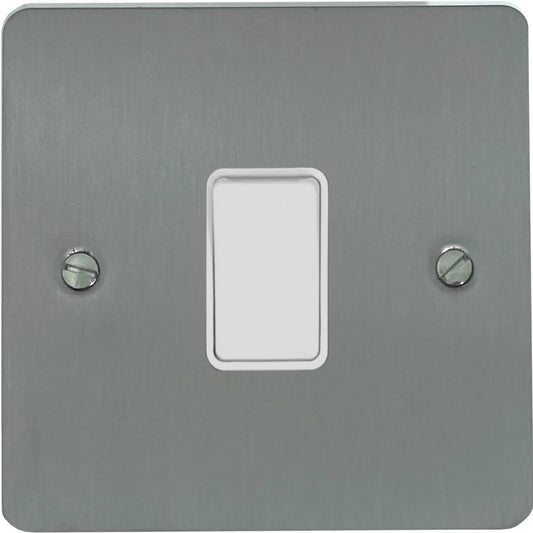 Flat Brushed Steel 1 Gang 2 Way Switch