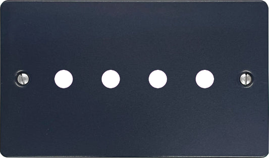 Flat Blue 4 Gang Grid Toggle Plate