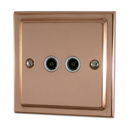 Victorian Polished Copper 2 Gang Coax Point