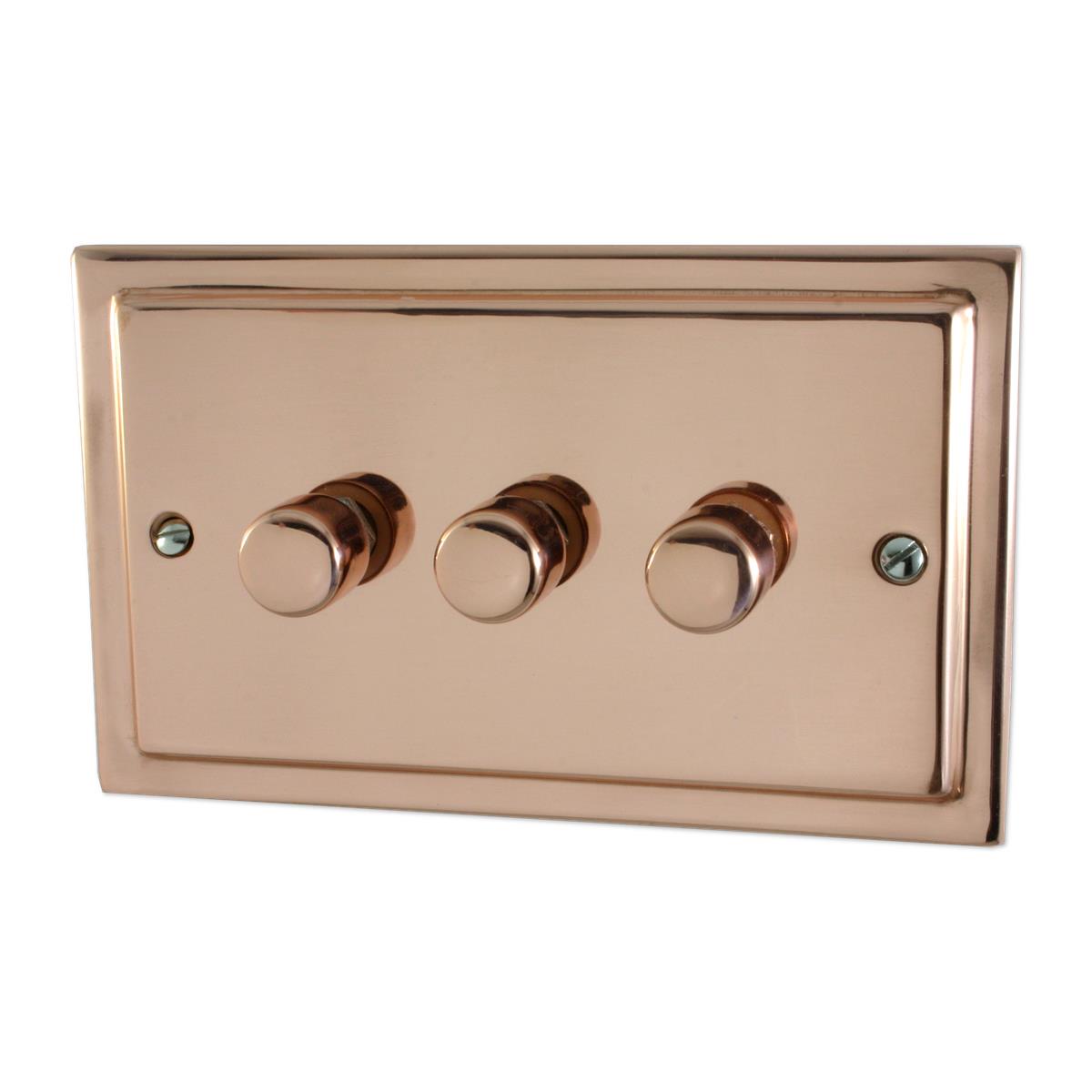 Victorian Polished Copper 3 Gang Dimmer LED