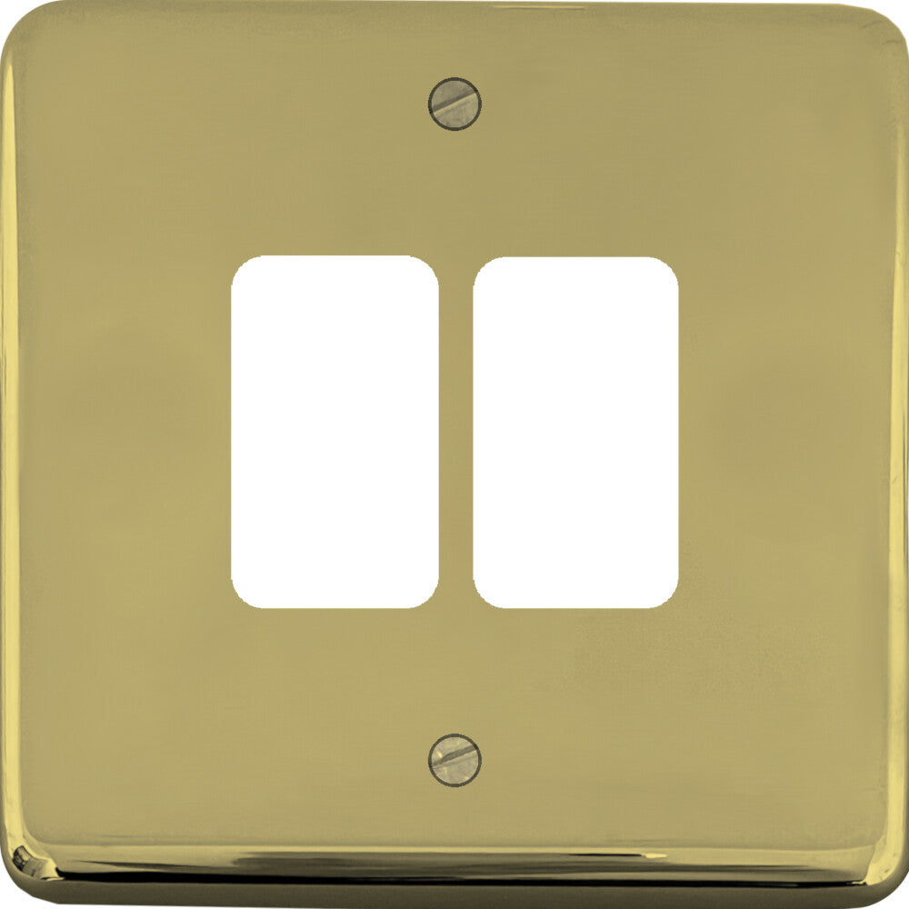 Contour Polished Brass 2  Gang Grid Grid Plate