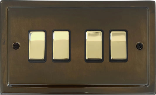 Victorian Medium Bronze 4 Gang Switch