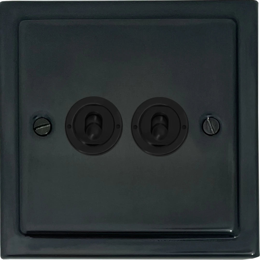 Victorian Black Bronze 2 Gang Toggle (Flat Black Toggle)