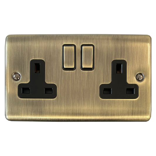 Basics Antique Brass 2 Gang Socket