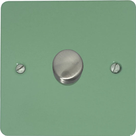 Flat Sage Green 1 Gang LED Dimmer (Satin Chrome Cap)