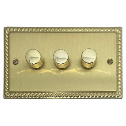 Monarch Satin Brass 3 Gang LED Dimmer