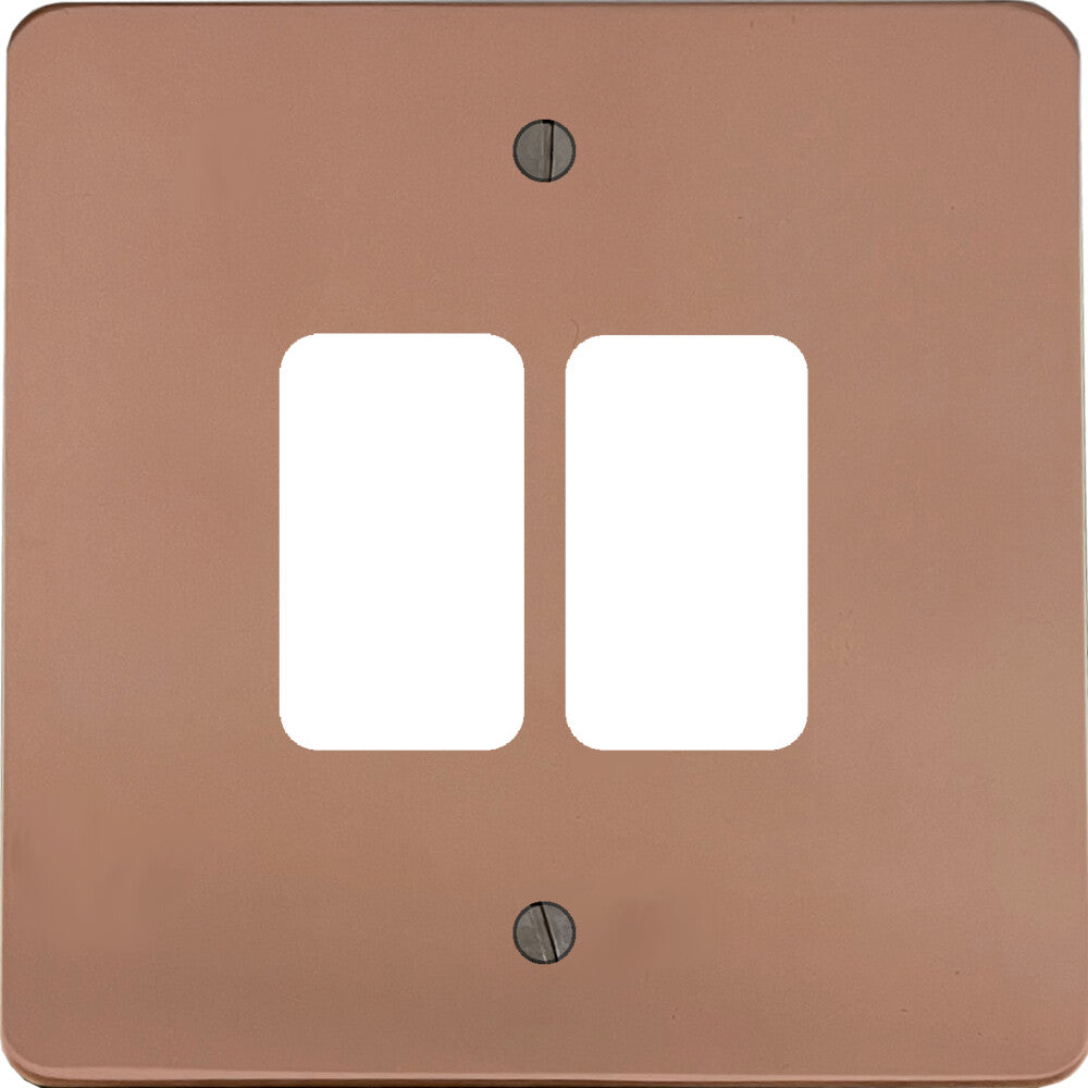 Flat Bright Copper 2 Gang Grid Plate