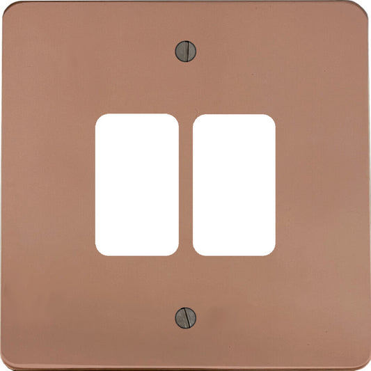 Flat Bright Copper 2 Gang Grid Plate
