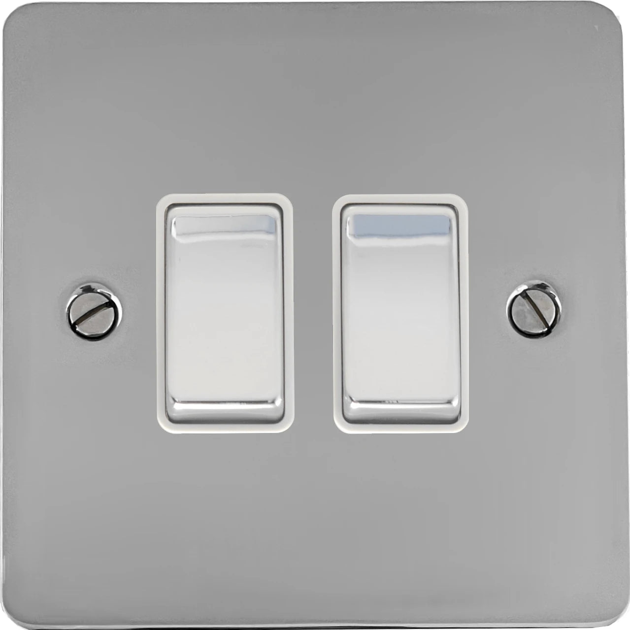 Flat Polished Chrome 2 Gang 2 Way Switch
