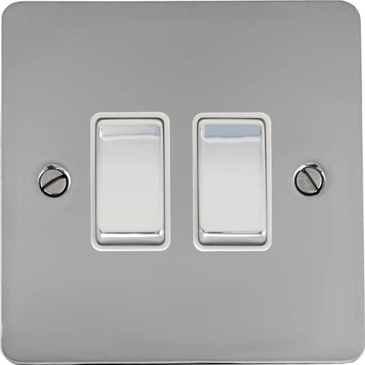 Flat Polished Chrome 2 Gang 2 Way Switch
