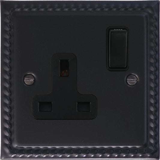Georgian Flat Black 1 Gang Socket