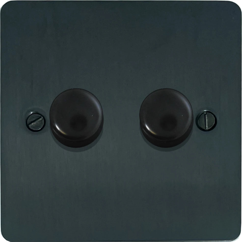 Flat Black Bronze LED Dimmer (2 Gang)