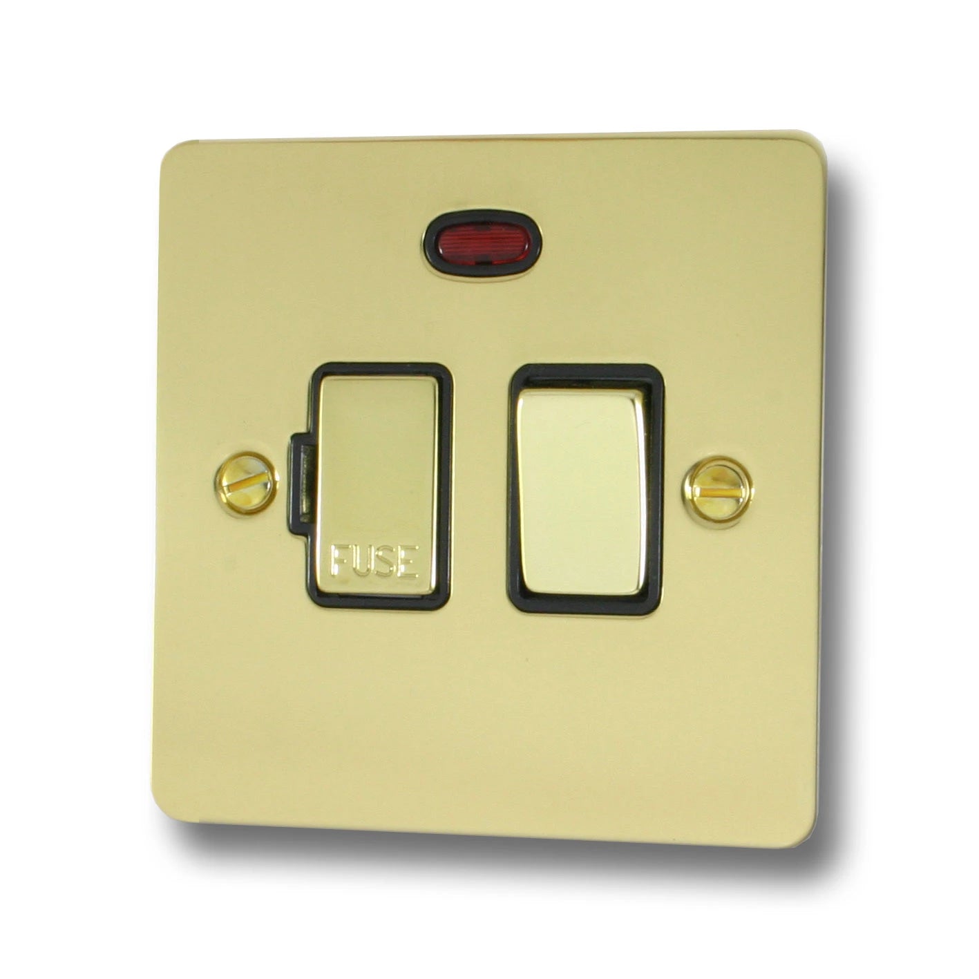 Flat Polished Brass Switch Fused Spur & Neon