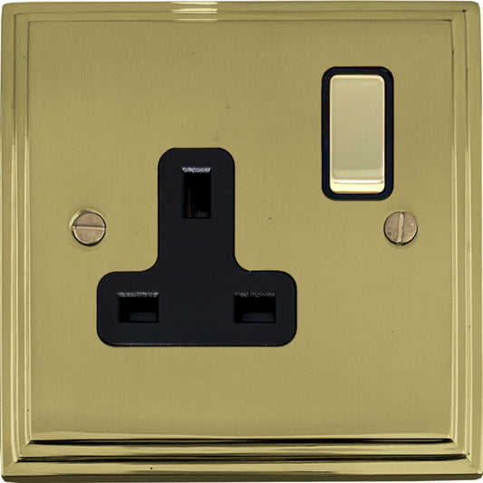Victorian Polished Brass 1 Gang 13 Amp Swt. Socket