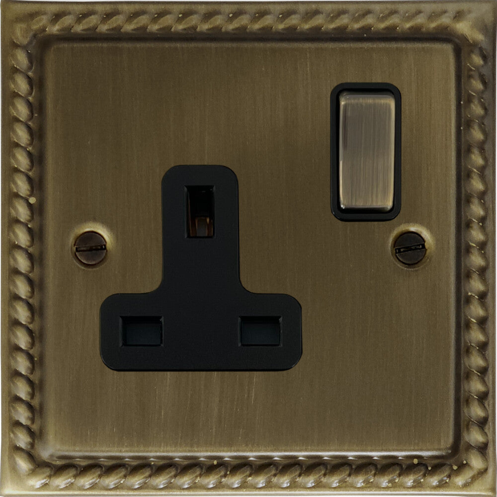 Georgian Antique Brass 1 Gang Socket (Brass Switch)