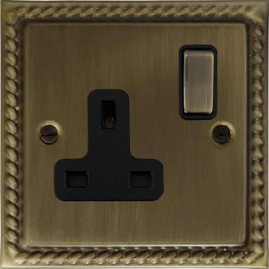 Georgian Antique Brass 1 Gang Socket (Brass Switch)