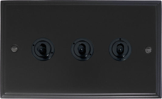 Victorian Flat Black 3 Gang Toggle (Flat Black Toggle)