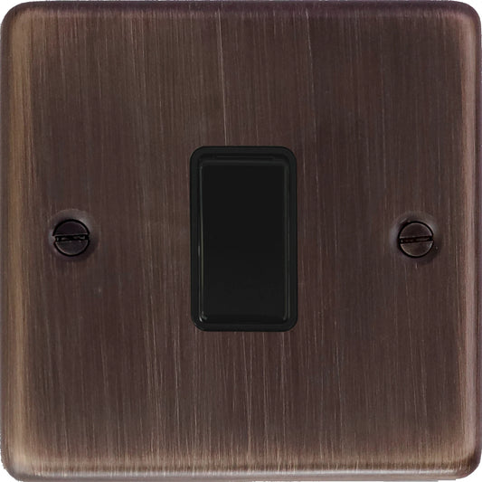 Contour Antique Copper 1 Gang Switch (Black Switch)