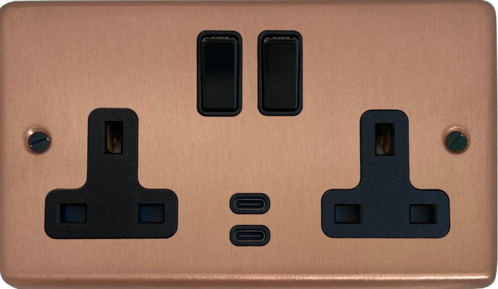 Contour  Rose Gold  2 Gang Socket with USBC