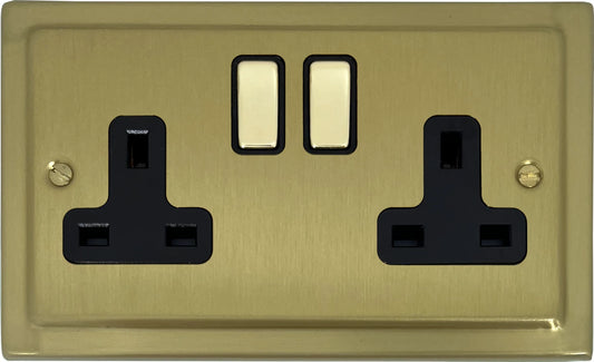 Trimline  Satin Brass  2 Gang Socket