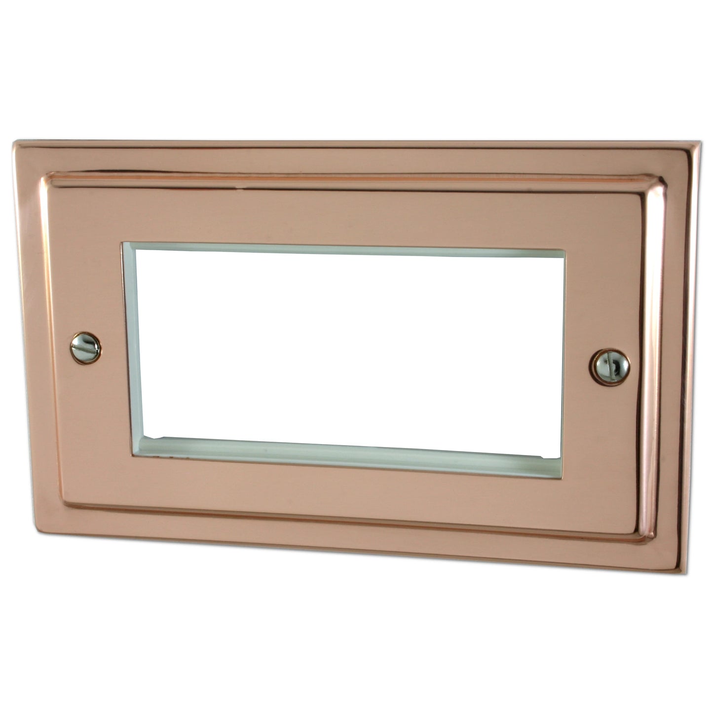 Victorian Polished Copper 4 Gang Mod Plate & Frame