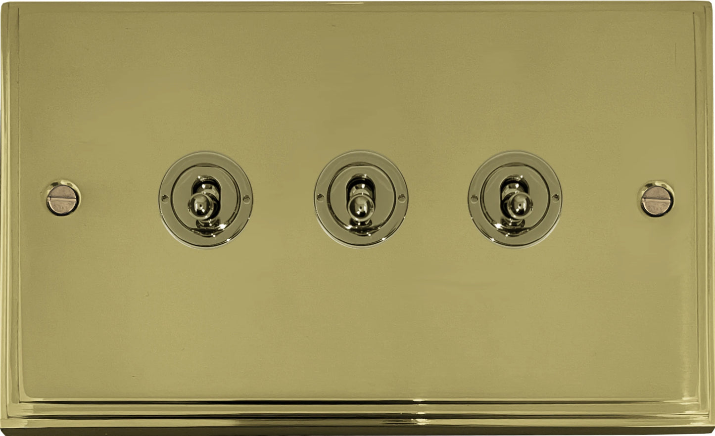 Victorian Polished Brass 3 Gang Toggle Switch