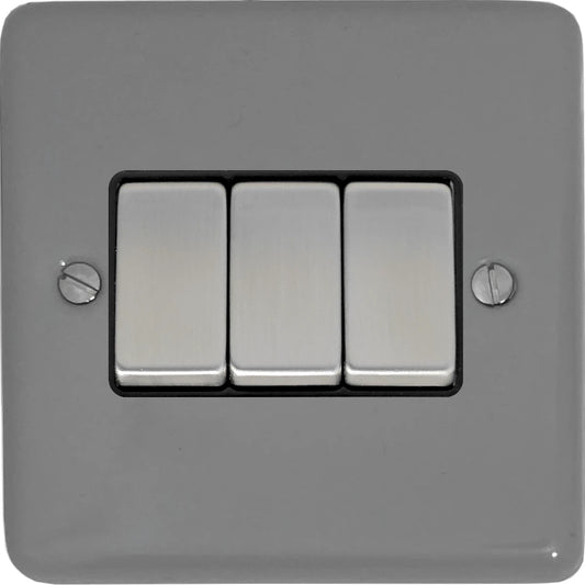 Contour Light Grey 3 Gang 2 Way Switch