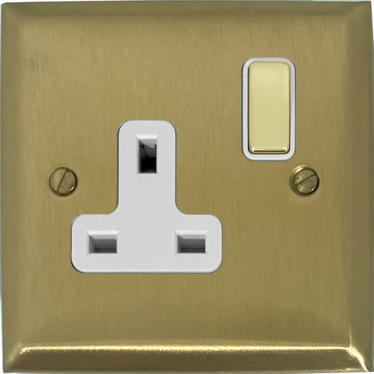 Spectrum Satin Brass 1 Gang Socket (White Insert)