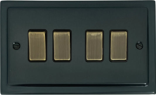 Victorian Black Bronze 4 Gang Switch
