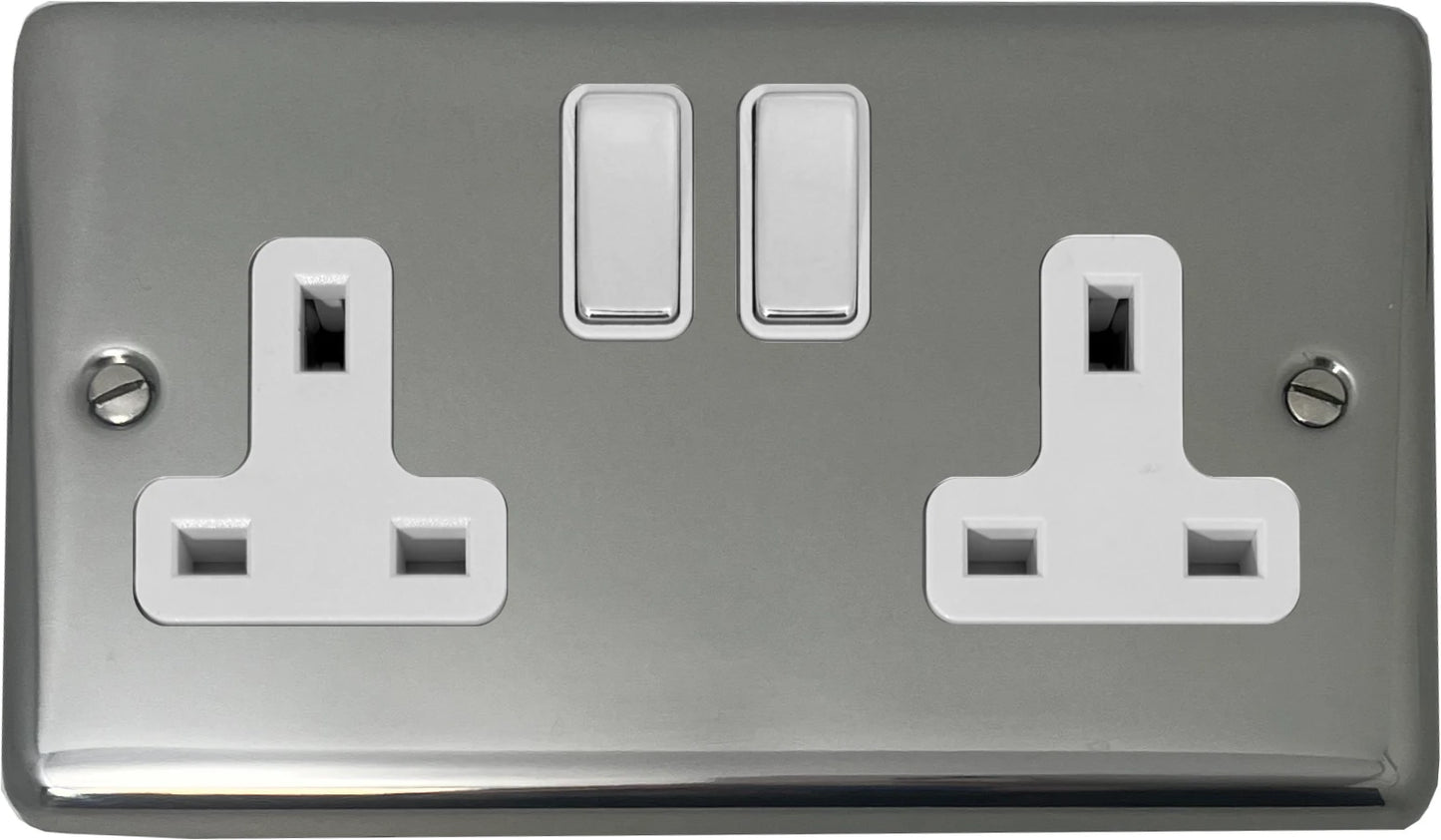 Contour  Polished Steel  2 Gang Socket