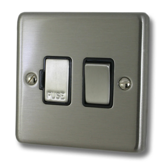 Contour Brushed Steel Switched  Fused Spur