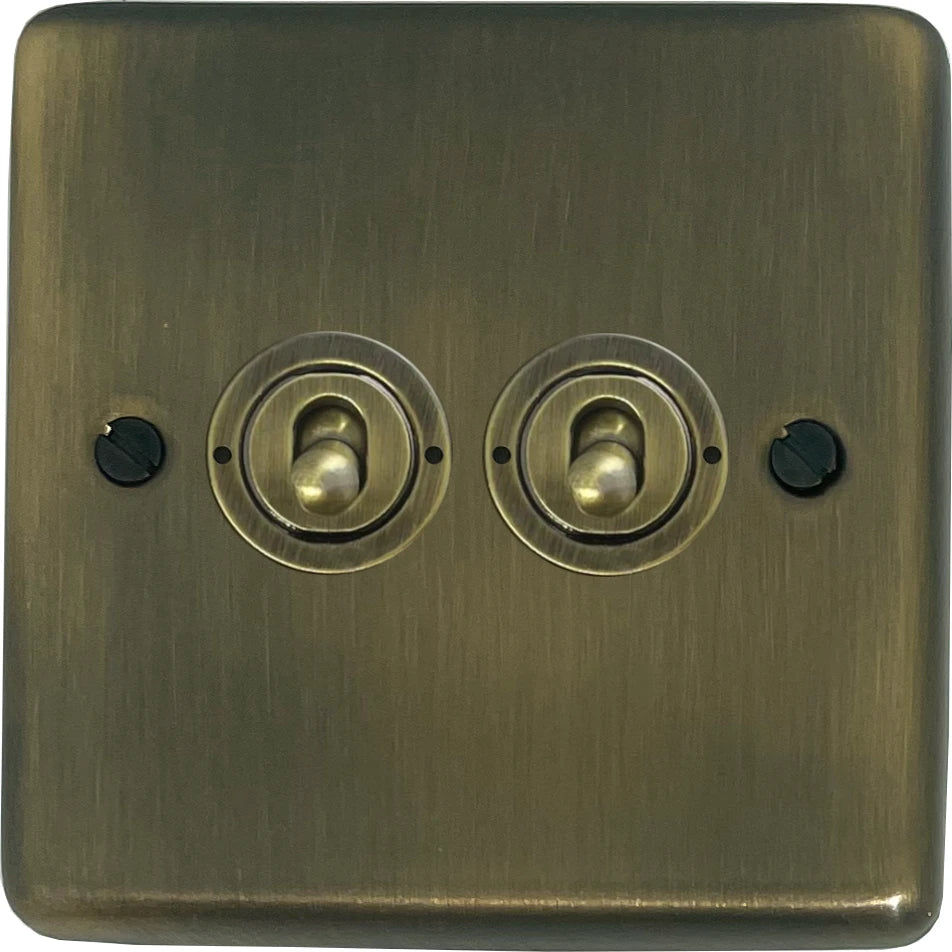 Contour Antique Brass 2 Gang Toggle Switch