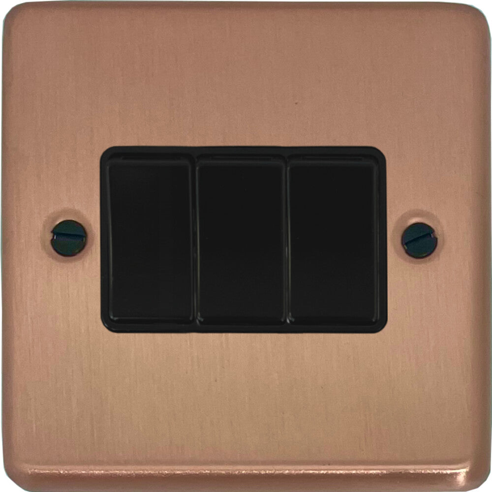Contour Rose Gold 3 Gang 2 Way Switch