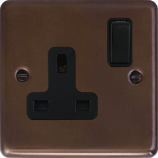 Contour Medium Bronze 1 Gang Switched Socket