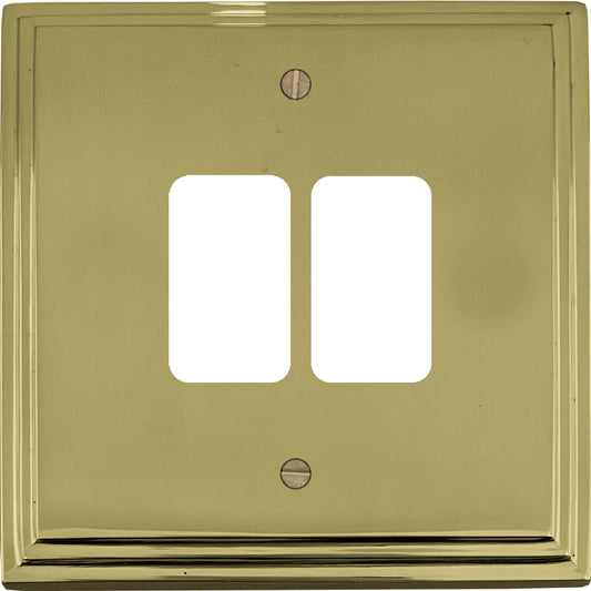 Victorian Polished Brass 2 Gang Grid Plate