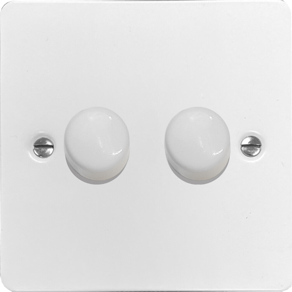 Flat White 2 Gang 120W LED Dimmer
