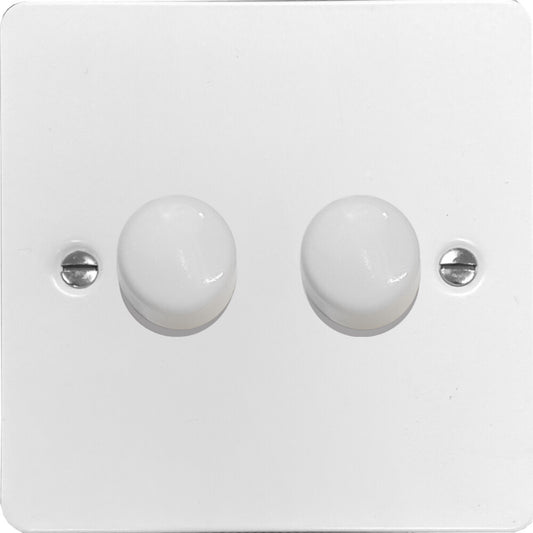 Flat White 2 Gang 120W LED Dimmer