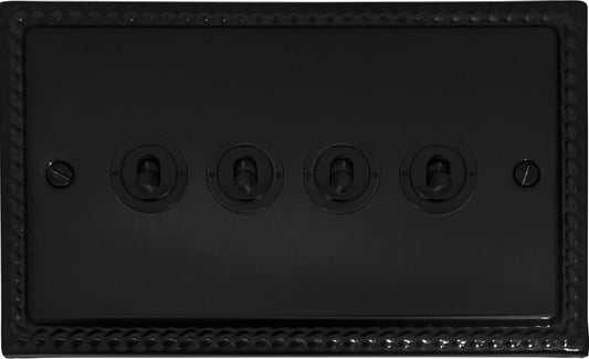 Monarch Flat Black 4 Gang Toggle (Flat Black Toggle)