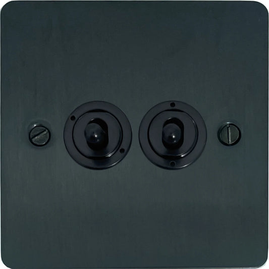 Flat Black Bronze 2 Gang 2 Way Toggle (Flat Black Toggle)