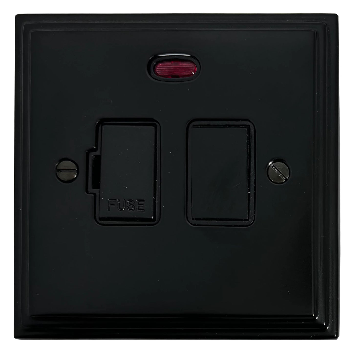 Victorian Flat Black Switch Fused Spur & Neon